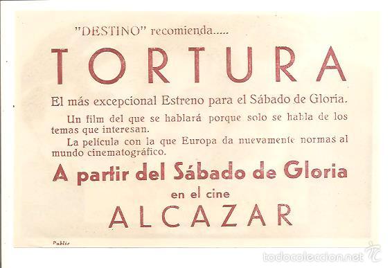 Cine: PROGRAMA TORTURA - CINE ALC&Aacute;ZAR - Foto 2