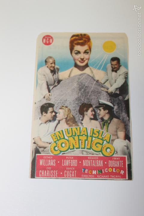  Flyers Publicitaires de films Anciens: PROGRAMA DE MANO, EN UNA ISLA CONTIGO, TEATRO RUIPEREZ MURCIA 1953