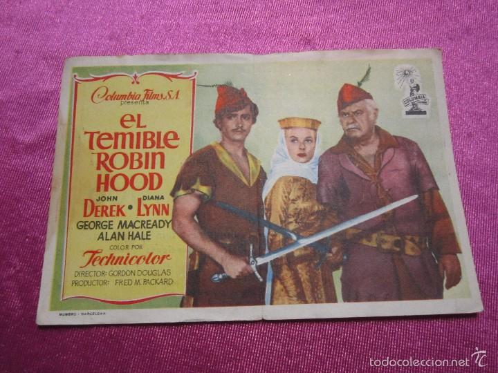 Cine: EL TEMIBLE ROBIN HOOD PROGRAMA DE CINE ORIGINAL A&Ntilde;OS 40-50 CON PUBLICIDAD