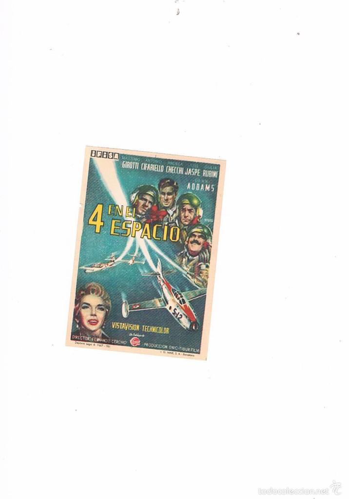 Cine: FOLLETO CINE PROGRAMA DE MANO ANTIGUO PEL&Iacute;CULA 4 EN EL ESPACIO **- - Foto 1