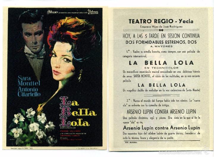 Cine: LA BELLA LOLA, con Sara Montiel.