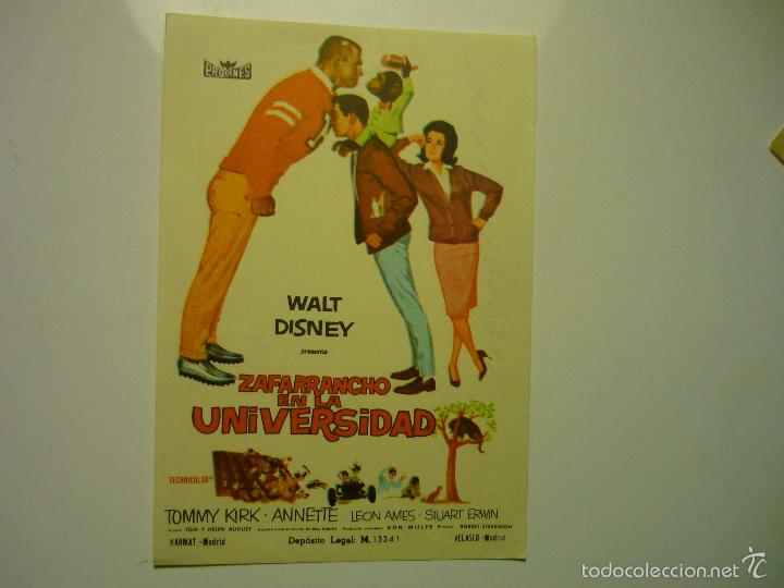 Cine: programa zafarrancho en LA UNIVERSIDAD - tommy kirk - disney - Foto 1