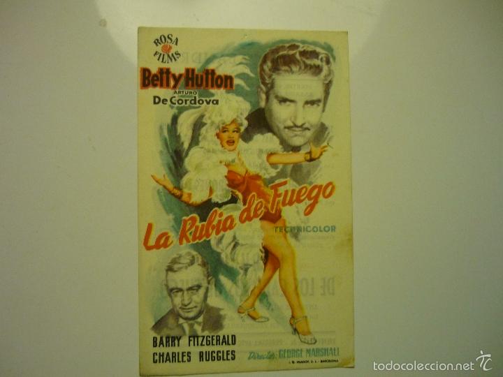 Cine: PROGRAMA LA RUBIA DE FUEGO -BETTY HUTTON-PUBLICIDAD