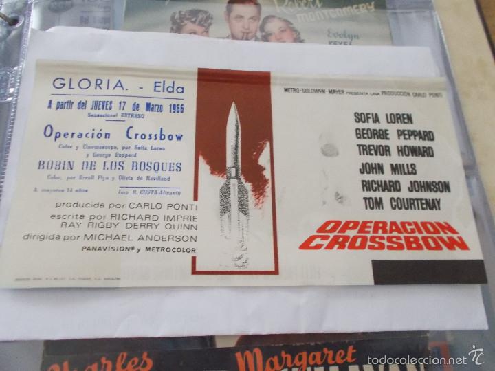 Cine: OPERACION CROSSBOW. SOFIA LOREN.GEORGE PEPPARD.  CINE GLORIA DE ELDA. PROGRAMA DOBLE SIN DOBLAR - Foto 1