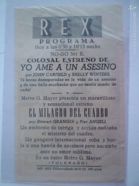 Cine: PROGRAMA DE CINE EL MILAGRO DEL CUADRO. PUBLICIDAD REX. - Foto 2