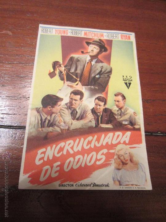 Kino: ENCRUCIJADA DE ODIOS PROGRAMA SENCILLO RKO ROBERT MITCHUM ROBERT YOUNG