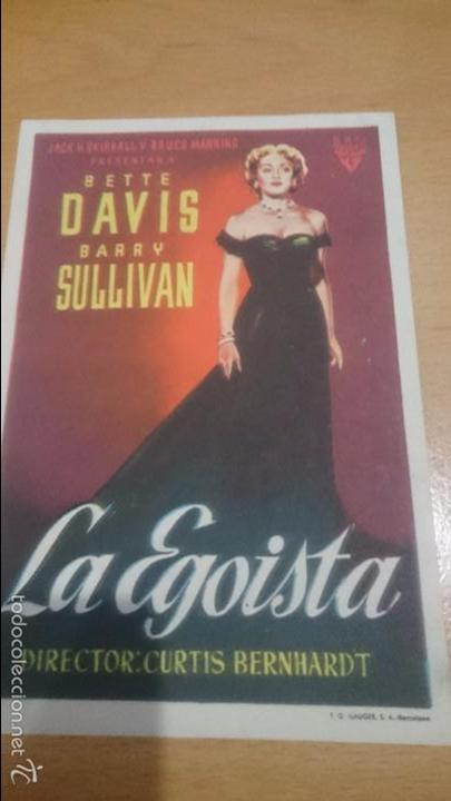 Cine: PROGRAMA DE MANO CON PUBLICIDAD LA EGOISTA - Foto 1
