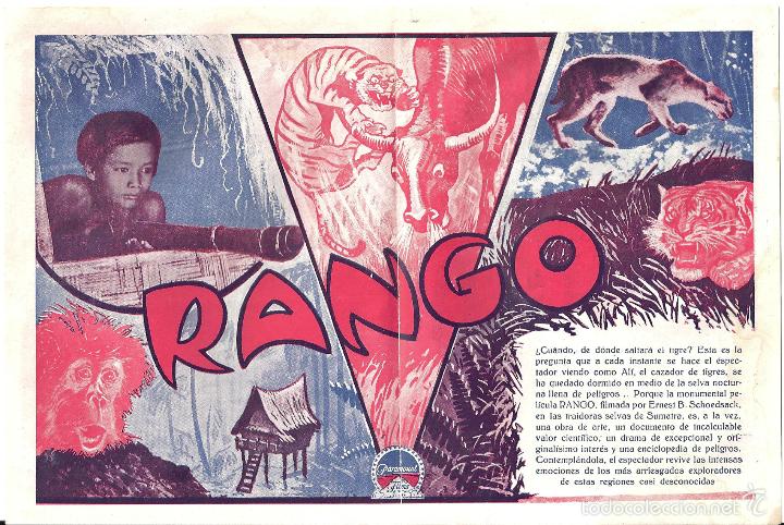 Cine: PTCC 306 RANGO PROGRAMA DOBLE PARAMOUNT ERNEST B. SCHOEDSACK SUMATRA - Foto 2