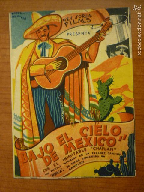 Cine: PROGRAMA DOBLE TROQUELADO DE CINE. BAJO EL CIELO DE MEXICO. - Foto 1