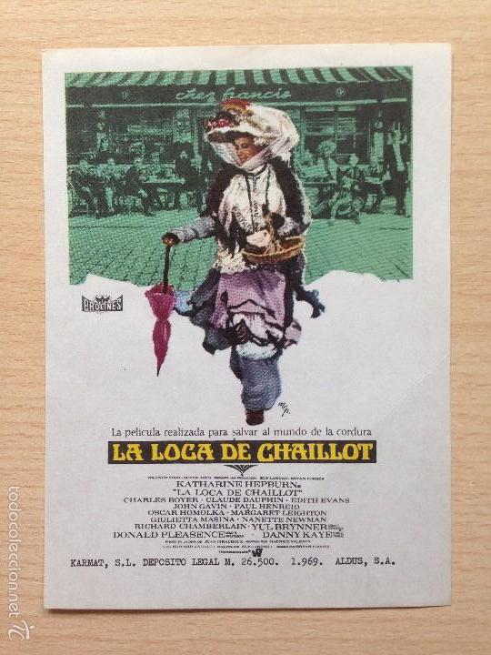 Cine: PROGRAMA DE MANO LA LOCA DE CHAILLOT (1969) - KATHARINE HEPBURN - Foto 1