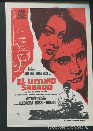 Cine: PROGRAMA EL ULTIMO SABADO PROGRAMA DE MANO ORIGINAL KARINA JULIAN MATEOS - Foto 1