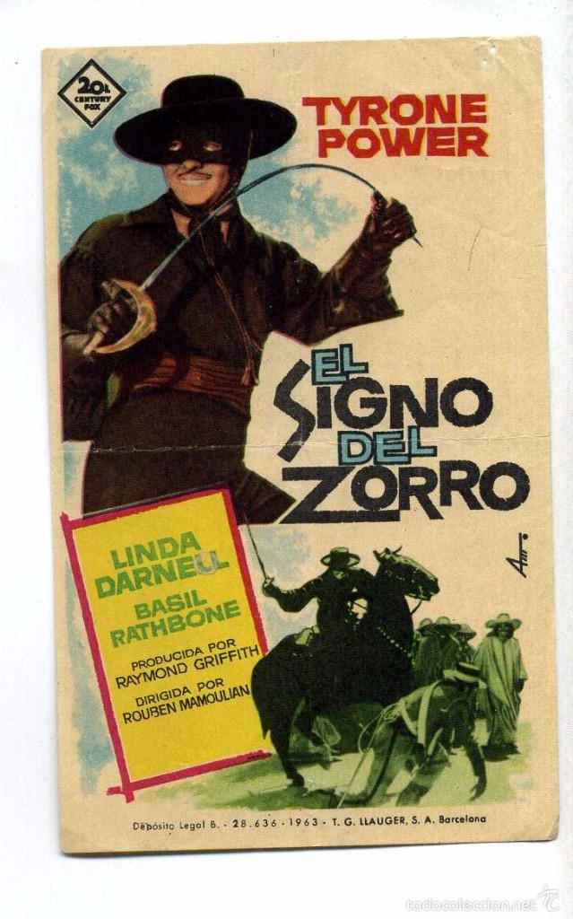 Cine: EL SIGNO DEL ZORRO, con Tyrone Power. S/P.