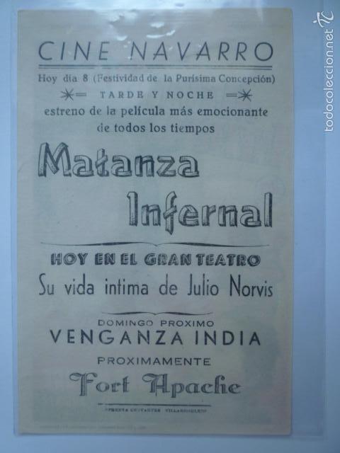 Cine: PROGRAMA DE CINE MATANZA INFERNAL. CINE NAVARRO. - Foto 2