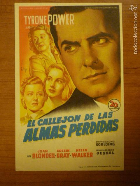 Cine: PROGRAMA DE CINE EL CALLEJON DE LAS ALMAS PERDIDAS. GRAN TEATRO - Foto 1
