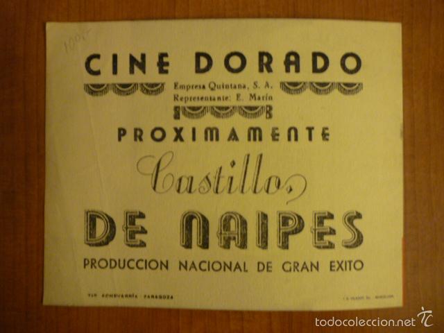 Cine: PROGRAMA DE CINE CASTILLO DE NAIPES. CINE DORADO (ZARAGOZA). - Foto 3