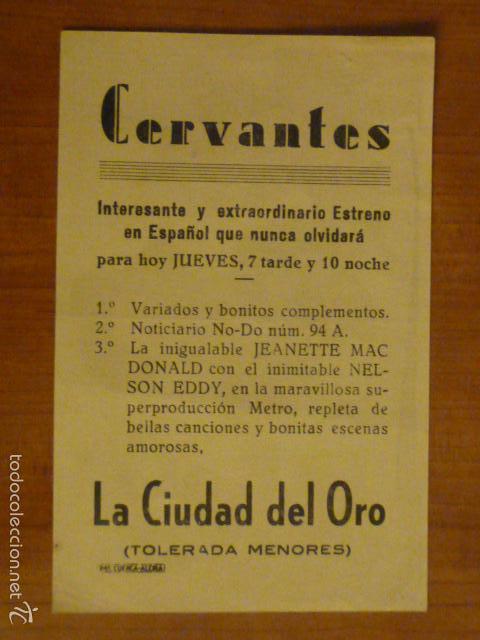 Cine: PROGRAMA DE CINE CIUDAD DEL ORO. CINE CERVANTES. - Foto 2