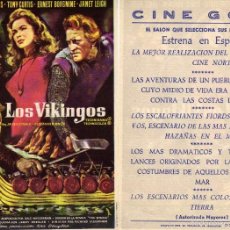 Cine: FOLLETO DE MANO LOS VIKINGOS CON KIRK DOUGLAS Y TONY CURTIS. CINE GOYA ZARAGOZA