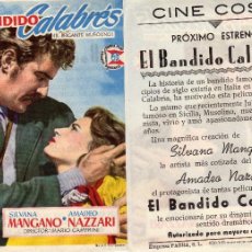 Cine: FOLLETO DE MANO EL BANDIDO CALABRÉS. CINE COSO ZARAGOZA. Lote 57601388