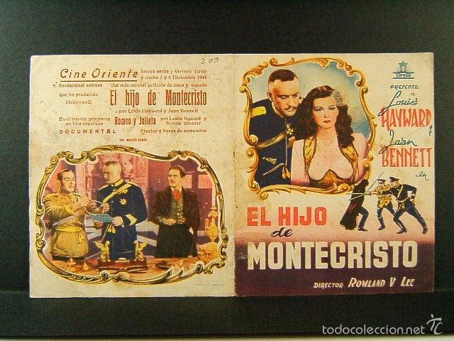 Cine: EL HIJO DE MONTECRISTO-CINE ORIENTE-ALEJANDRO DUMAS-ROWLAND V.LEE-LOUIS HAYWARD-JOAN BENNETT-1944.
