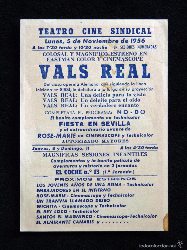Cine: PROGRAMA CINE SINDICAL CASTELL&Oacute;N. VALS REAL. A&Ntilde;O 1956 - Foto 2