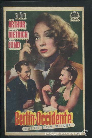 Cine: PROGRAMA BERLIN-OCCIDENTE (A Foreign Affair) (Jean Arthur Marlene Dietrich John Lund) CON PUBLICIDAD