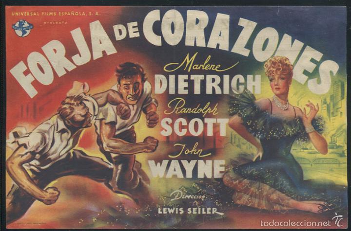 Cine: PROGRAMA FORJA DE CORAZONES MARLENE DIETRICH JOHN WAYNE CON PUBLICIDAD - Foto 1