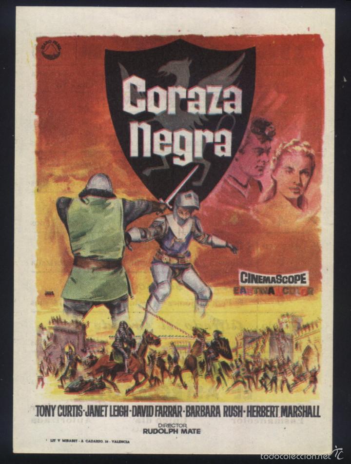  Flyers Publicitaires de films Anciens: Q-06585- CORAZA NEGRA (The Black Shield of Falworth) (CINE SAN JUAN BOSCO - SEVILLA) Tony Curtis