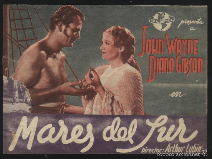  Flyers Publicitaires de films Anciens: Q-06609- MARES DEL SUR (Adventure's End) (DOBLE) John Wayne - Diana Gibson - Montagu Love