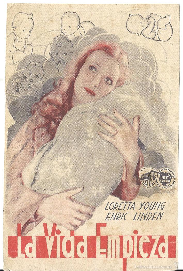 Cine: PTCC 515 LA VIDA EMPIEZA PROGRAMA TARJETA WARNER LORETTA YOUNG ERIC LINDEN - Foto 1