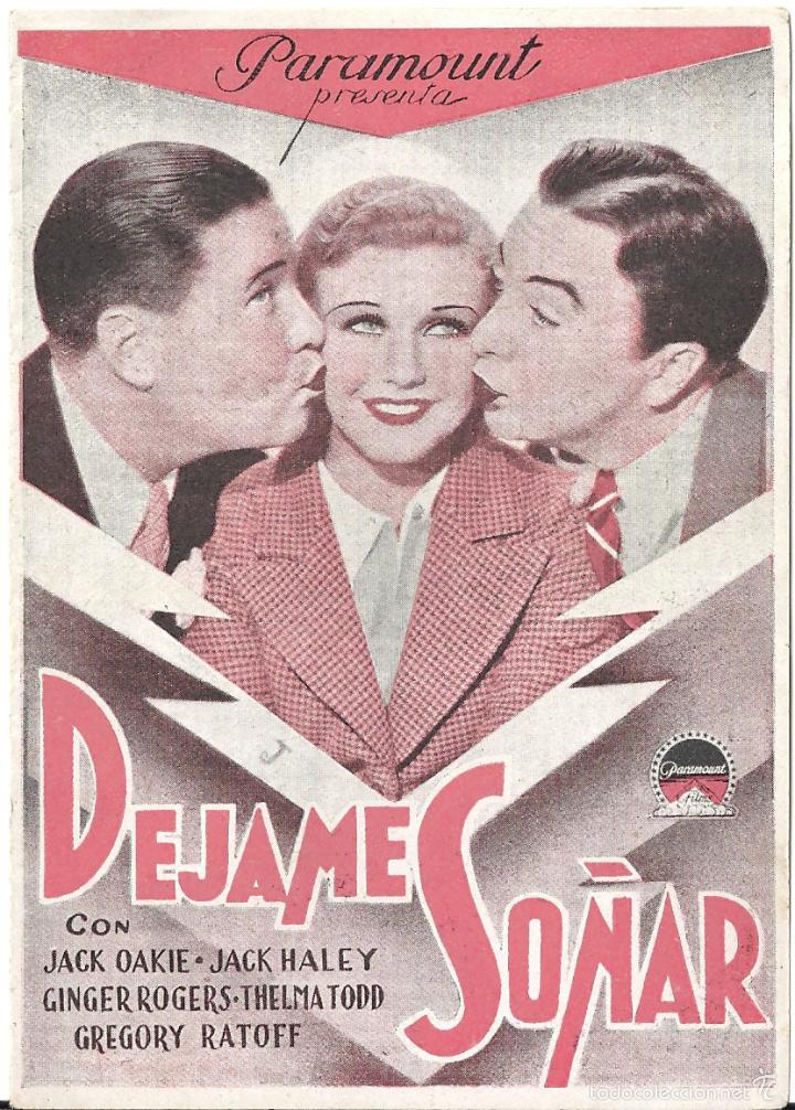 Cine: PTCC 329 DEJAME SO&Ntilde;AR PROGRAMA DOBLE PARAMOUNT GINGER ROGERS JACK OAKIE JACK HALEY - Foto 1