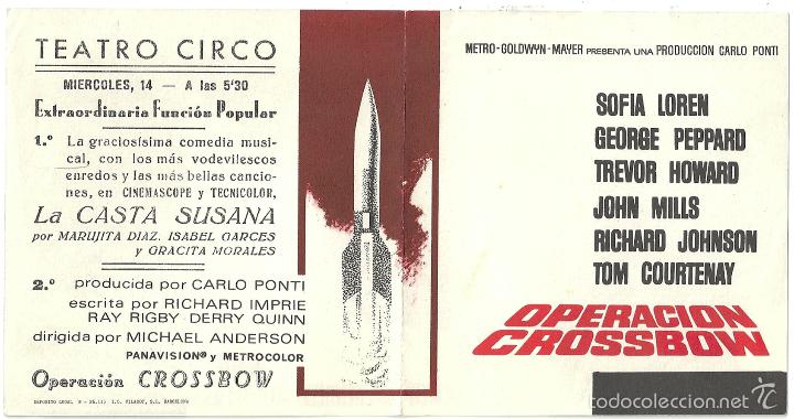 Cine: PTCC 429 OPERACION CROSSBOW PROGRAMA DOBLE MGM SOFIA LOREN GEORGE PEPPARD - Foto 1