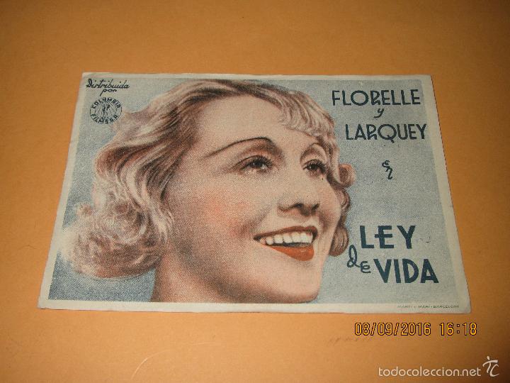 Cine: Antiguo Programa de Cine  *LEY DE VIDA* Teatro Calder&oacute;n  de 1943 - Foto 1