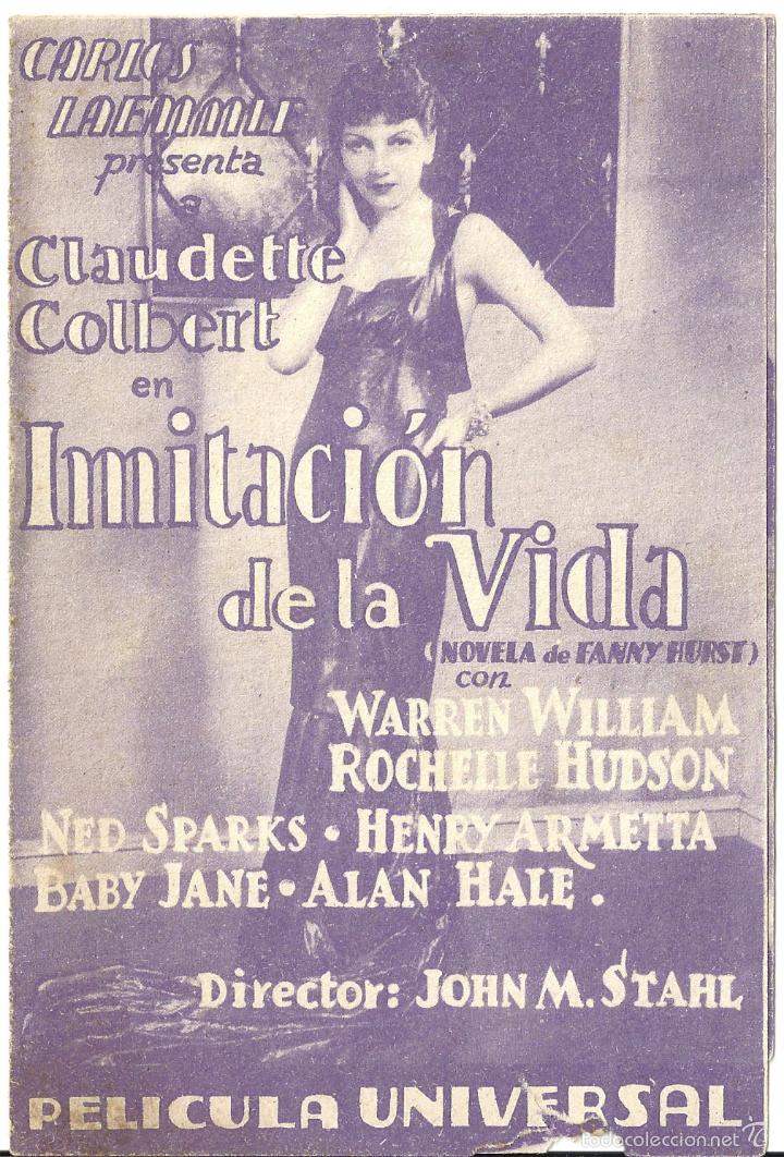 Cine: PTCC 531 IMITACION A LA VIDA PROGRAMA DOBLE UNIVERSAL CLAUDETTE COLBERT - Foto 1
