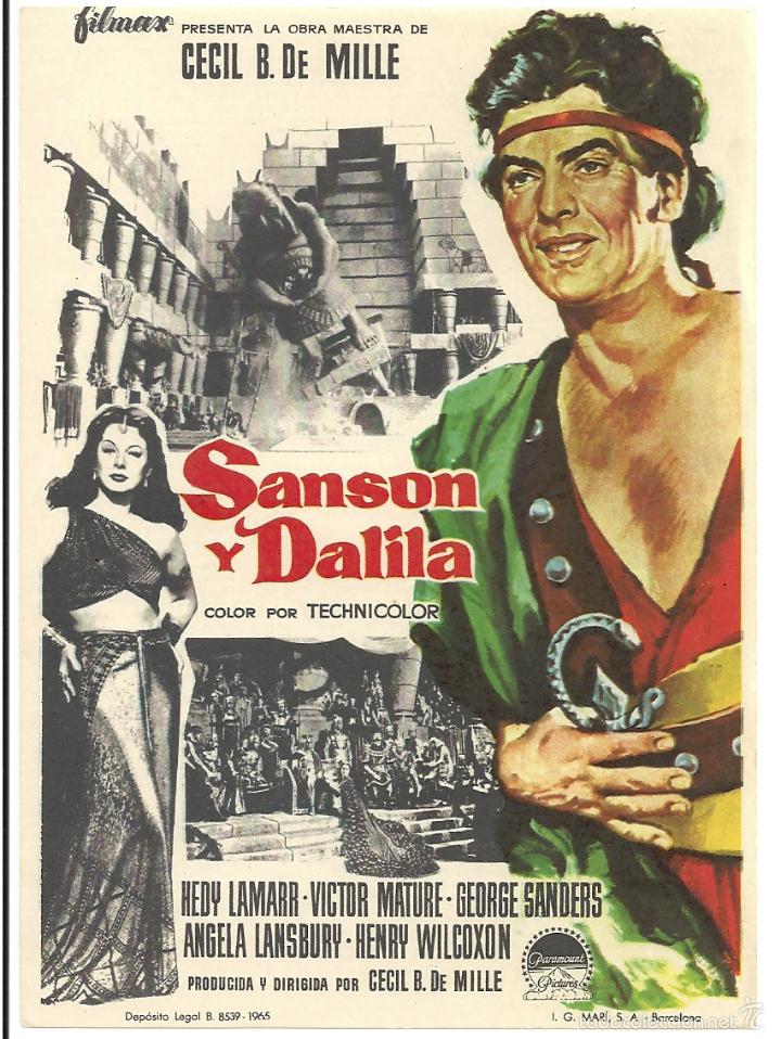 Cine: SANSON Y DALILA PROGRAMA SENCILLO FILMAX HEDY LAMARR DEMILLE MATURE - Foto 1