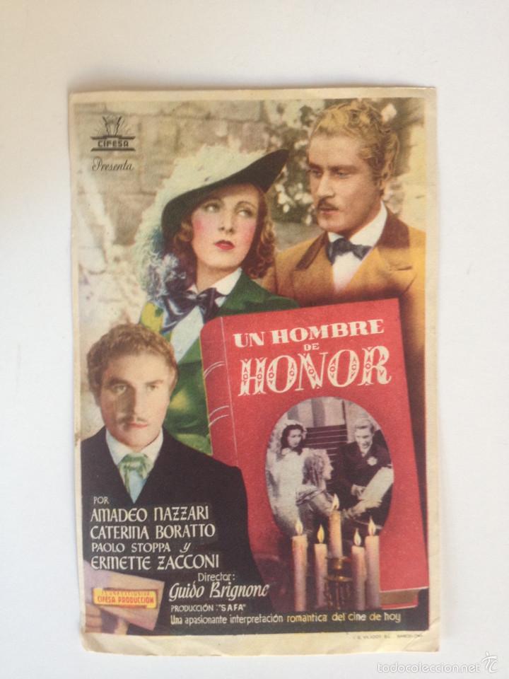 Cine: UN HOMBRE DE HONOR - PROGRAMA DE MANO - Foto 1