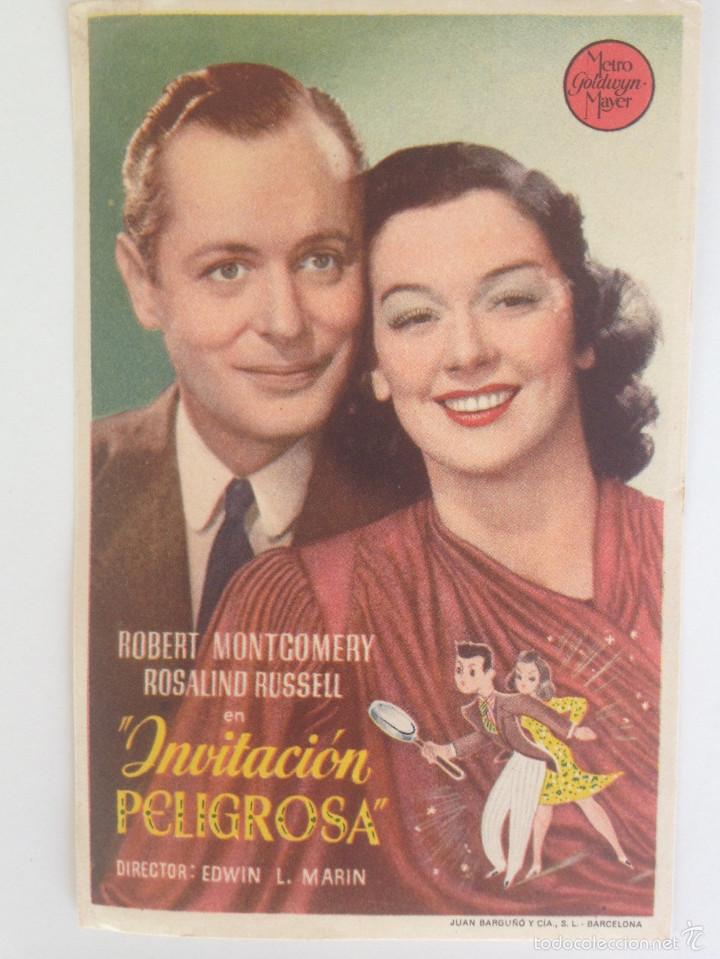 Folhetos de m&atilde;o de filmes antigos de cinema: INVITACI&Oacute;N PELIGROSA - PROGRAMA DE MANO (SIN PUBLICIDAD)