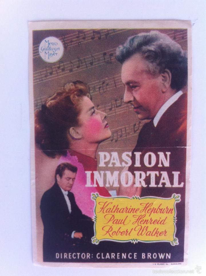 Cine: PASI&Oacute;N INMORTAL - PROGRAMA DE MANO (SIN PUBLICIDAD)