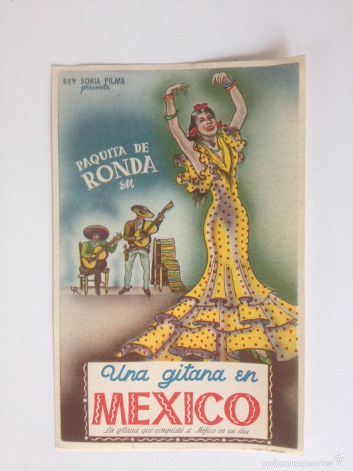  Foglietti di film di film antichi di cinema: UNA GITANA EN MEXICO - PROGRAMA SENCILLO SIN PUBLICIDAD