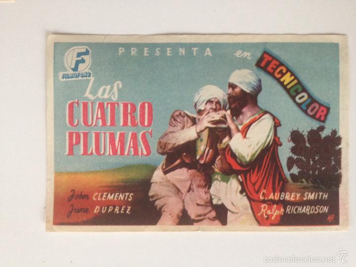  Flyers Publicitaires de films Anciens: LAS CUATRO PLUMAS - PROGRAMA SENCILLO (SIN PUBLICIDAD)