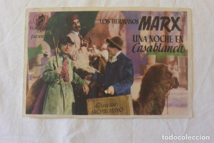 Cine: FOLLETO MANO CINE HERMANOS MARX UNA NOCHE EN CASABLANCA