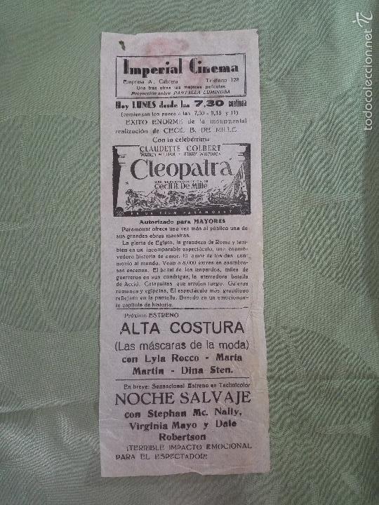 Cine: Antiguo Programa de cine local de la pel&iacute;cula Cleopatra
