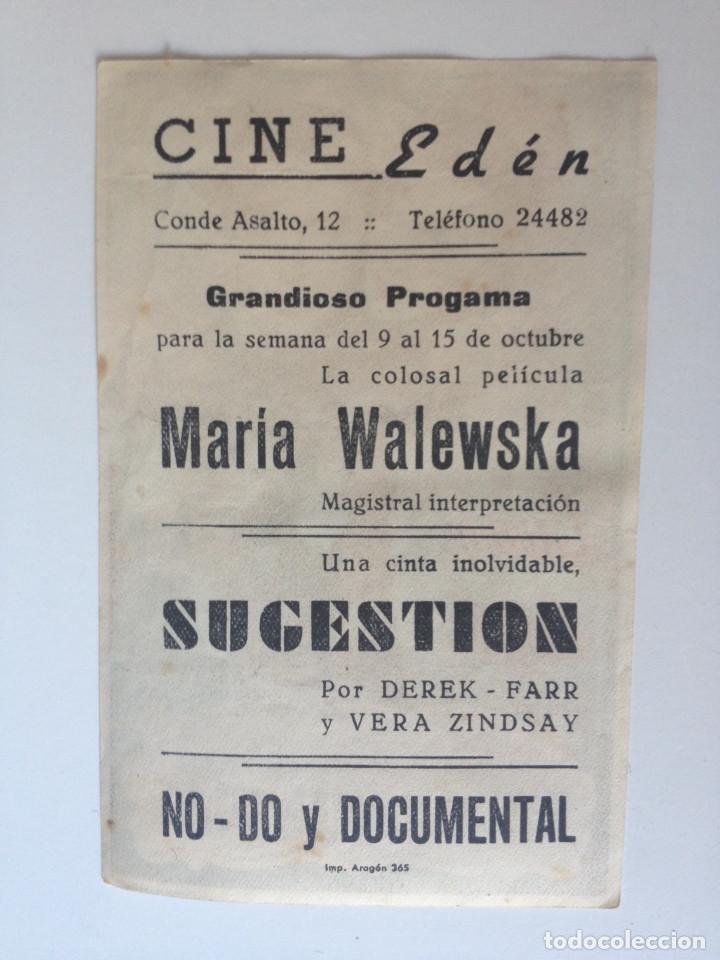 Cine: MAR&Iacute;A WALEWSKA - PROGRAMA SENCILLO  CON CINE AL DORSO - Foto 2