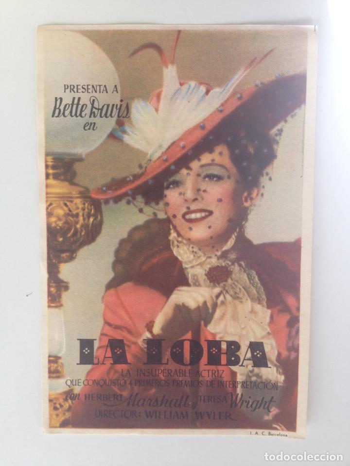  Foglietti di film di film antichi di cinema: LA LOBA - PROGRAMA SENCILLO SIN PUBLICIDAD (FIRMA A L&Aacute;PIZ AL DORSO)