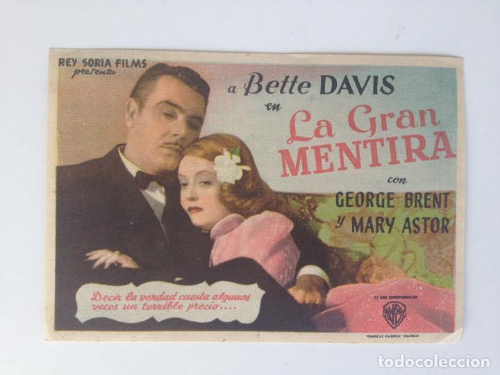  Foglietti di film di film antichi di cinema: LA GRAN MENTIRA - SENCILLO (TEXTO AL DORSO ORIGINAL - SIN PUBLICIDAD)