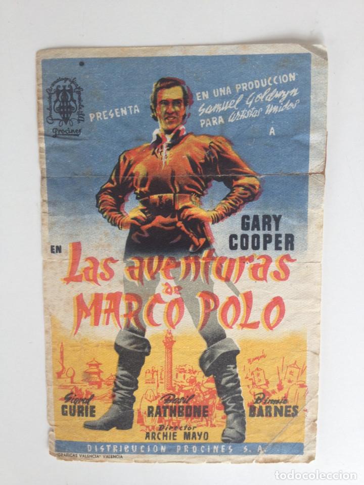 Cine: LAS AVENTURAS DE MARCO POLO - SENCILLO CON PUPLICIDAD (CONSERVACI&Oacute;N)
