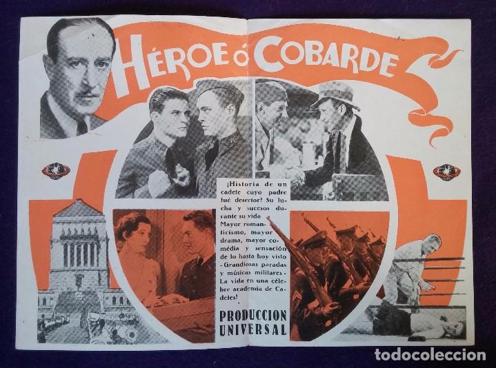 Cine: PROGRAMA DE CINE ORIGINAL. DOBLE. HEROE O COBARDE. A&Ntilde;OS 30. - Foto 2