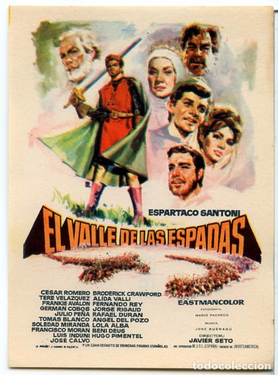 Cinema: EL VALLE DE LAS ESPADAS (FOLLETO PROGRAMA DE MANO ORIGINAL CON PUBLICIDAD CINE HESPERIDES)