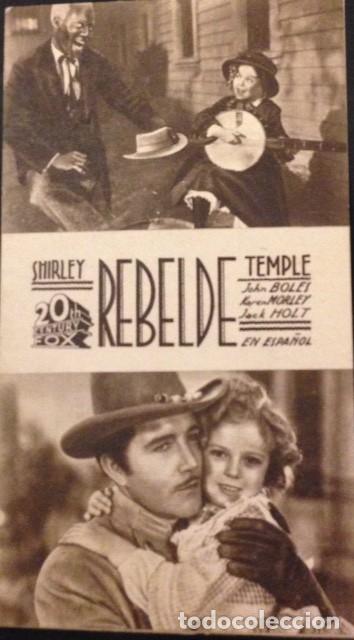 Cine: REBELDE. SHIRLEY TEMPLE 1936. PROGRAMA DE MANO - Foto 1