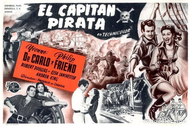 Cinema: EL CAPITAN PIRATA 1950 (FOLLETO PROGRAMA DE MANO ORIGINAL CON PUBLICIDAD CINE SAN ROQUE LAS PALMAS)