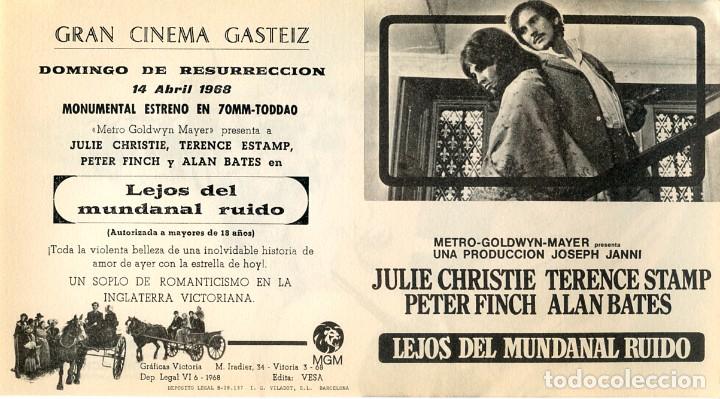 Cinema: LEJOS DEL MUNDANAL RUIDO 1967 (FOLLETO PROGRAMA DE MANO ORIGINAL CON PUBLICIDAD GRAN CINEMA GASTEIZ)